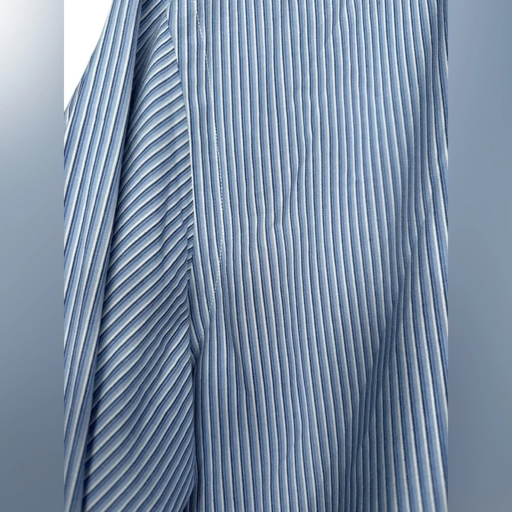 Polo Ralph Lauren Mens Size M Blue Striped Two Ply Cotton Button Up Shirt